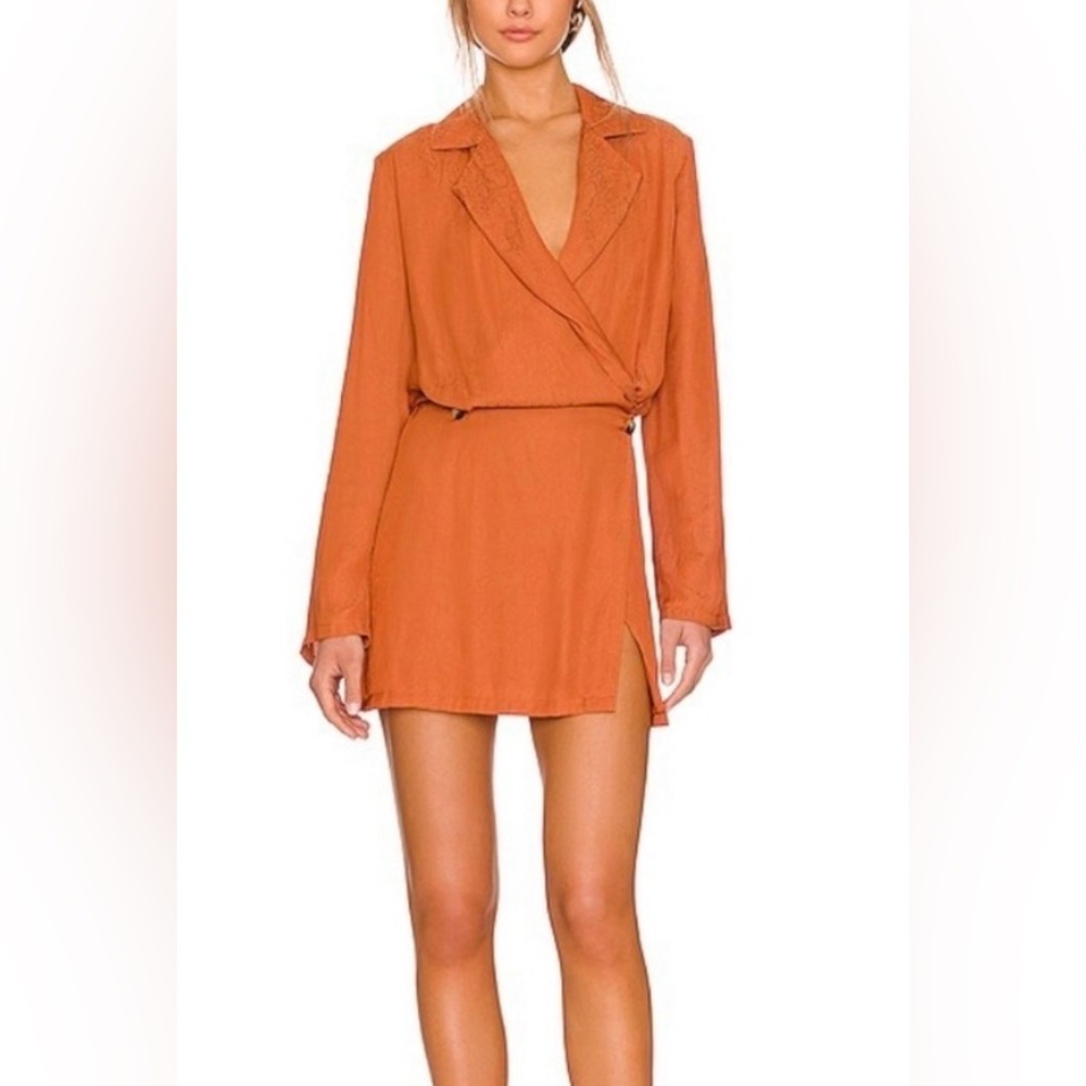 Free People Rust Orange Wrap Mini Dress